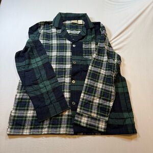 L.L. Bean Green and Navy Pajama Plaid Cotton Shirt Jacket